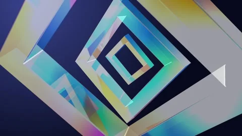 3 Rectangle Glass Prism Iridescent Floating Motion Background Vidéo 334098236