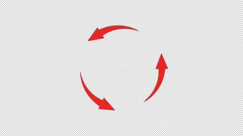 3 red arrow rotation loop animation, transparent channel video Stock Footage 238811732