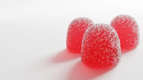3 Red fruit jelly candy. Highly detailed realistic 3D rendering Stock Illustration