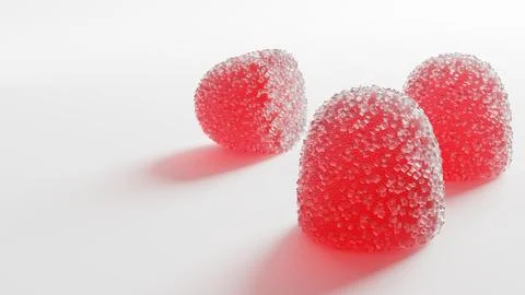 3 Red fruit jelly candy. Highly detailed realistic 3D rendering Stock Illustration