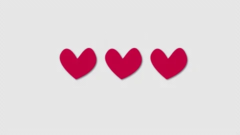 3 Red Hearts Animated Overlay Floating Love Icons Motion Graphic Pack Stock Footage 346486600