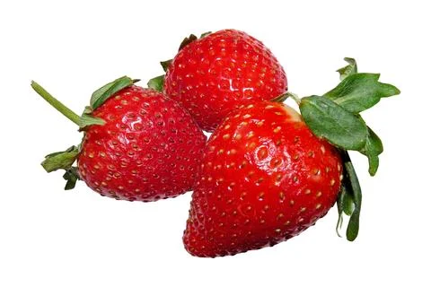 3 red strawberries Stock Photos