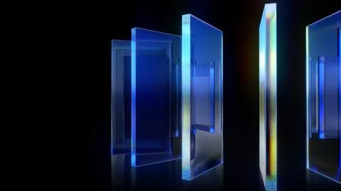 3 render Chromatic Glass Structures Spinning in Circle Stock Illustration