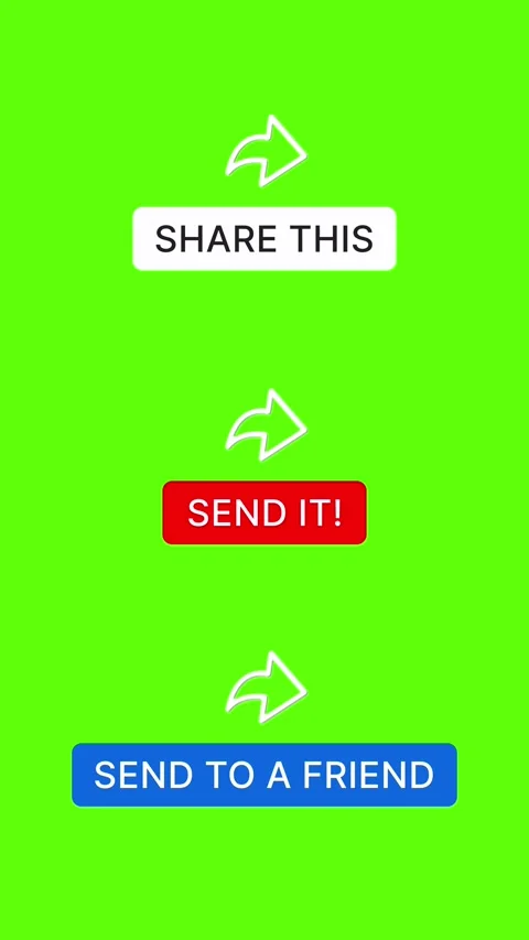 3 Share Button Lower Thirds Pack - Green Screen - 4K Vertical Stock Footage 327142989