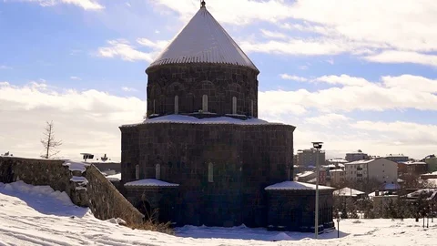 (3 Shots) Old Stone Column of  Holy Apostles Church (Cathedral of Kars) Stock Footage 106838381