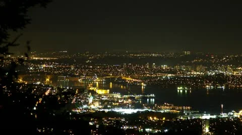 3 shots time lapse night view of Vancouver and City of Burnaby Stock-Footage 12495852