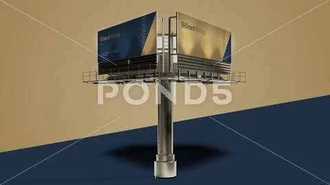3 Sided Billboard Mockup Outdoor Advertising Display PSD Template