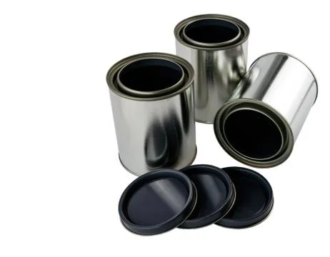 3 single quart paint cans and lids Foto stock