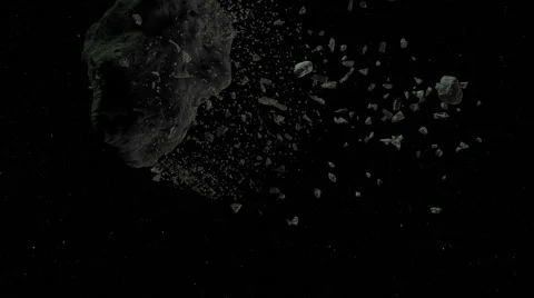 3 Smaller Asteroids with one Collision Stock Footage 43519705