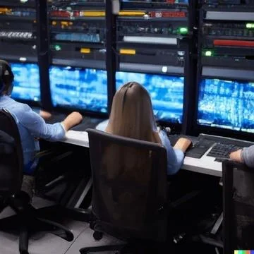 3 Smart IT Programer Working on Desktop Computer in Data Center Techni.. Stock Photos