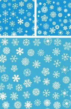 3 Snowflakes Seamless Background set Stock Illustration