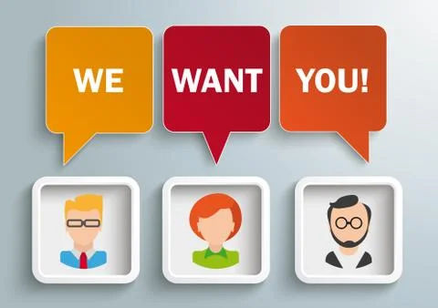 3 Speech Balloons Frames Humans We Want You Stockillustratie