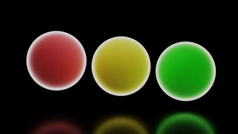 3 spheres in row go up down. Traffic light red yellow green. Looped 3d render Stock Footage 150807897