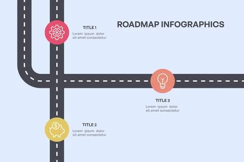 3 Stage Roadmap Infographic, Simplified Progress Visualization Illustrazione stock