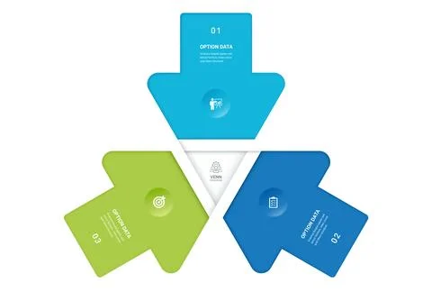 3 Step Arrow Venn Diagram Infographic Template Background with Circular Pro.. イラスト素材