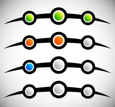 3 step progress indicator abstract GUI element 스톡 일러스트