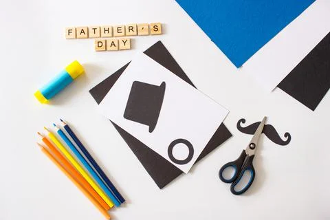 3 Step. Step-by-step instruction postcard for Father's Day. DIY. A gift with Stock Photos