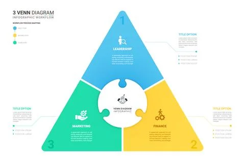3 Step Triangle Venn Jigsaw puzzle Diagram Infographic Template Background .. 스톡 일러스트