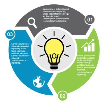 3 step vector element in three colors with labels, infographic diagram. Busin Illustrazione stock