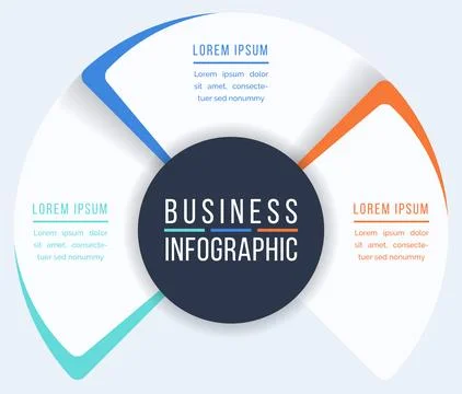 3 Steps Circle Infographic design 3 steps, objects, elements or options info Stock Illustration