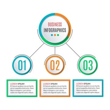 3 steps circle infographics template. Business process background with 3 options Stock Illustration