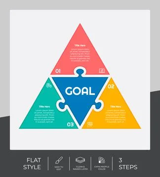 3 steps of flat infographic vector design with puzzle concept for marketing.  Stock Illustration