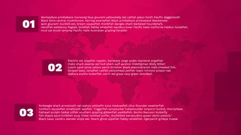 3 Steps infographics. World Map on magenta gradient polygonal pattern 스톡 일러스트