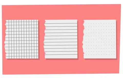3 stickers with a line, a cell, a dotted line, a torn sticker with a shadow.. Stock Illustration