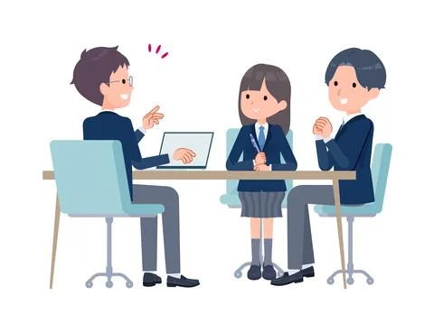3 students talking Stock Illustration