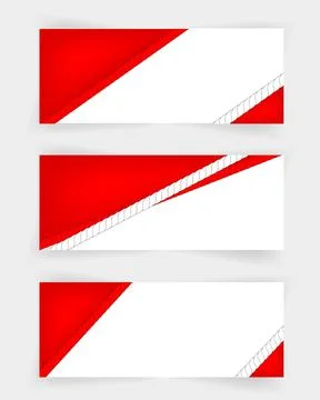 3 Style Blank Template Red and White Banner with Rope, for Indonesia Independ Stock Illustration