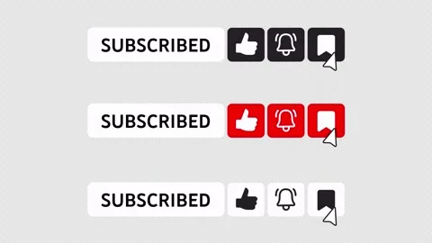 3 Subscribe Button Pack - Light Dark Red - Bell Like Save - Alpha Channel 4K Stock Footage 331085515