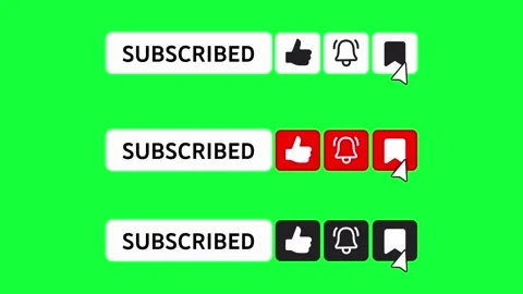 3 Subscribe Button Pack - Light Dark Red - Bell Like Save - Green Screen 4K Stock Footage 331085660