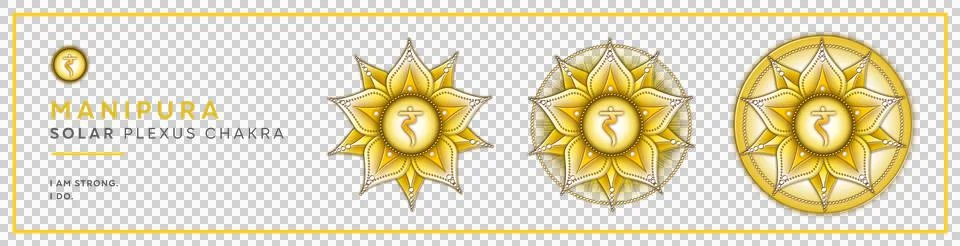3 sujets of the Solarplexus Chakra symbol on transparent background. Stock Illustration