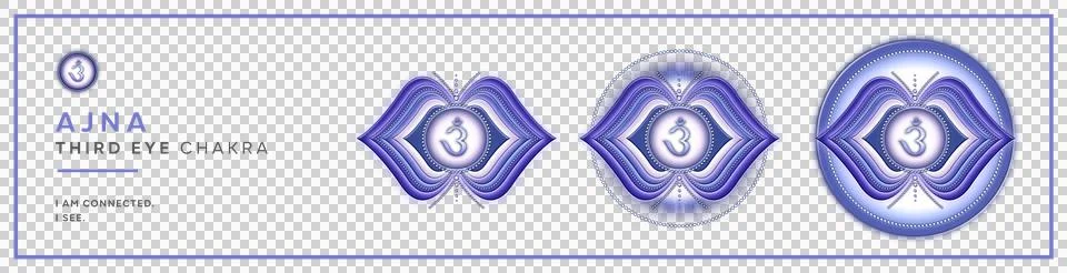 3 sujets of the Third Eye Chakra symbol on transparent background. Stock Illustration