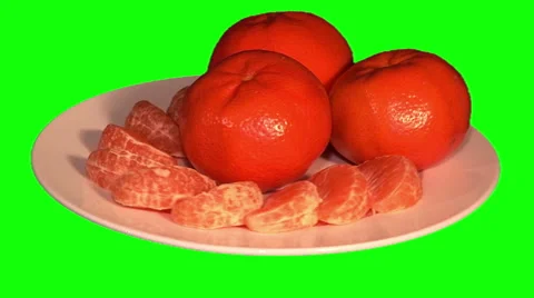 3 tangerines and segments on plate Stock Footage 48120524