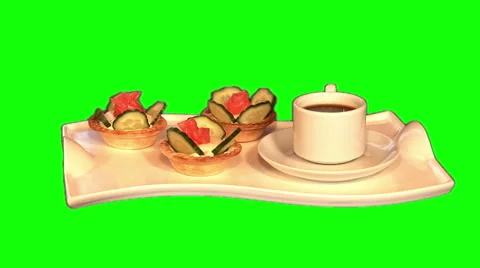 3 tartlets and coffee 01 Stock Footage 45894666