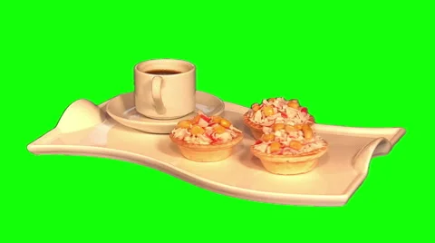 3 tartlets and cup of coffee 02 Video stock 45895179