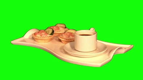 3 tartlets and cup of coffee 03 Stock Footage 45895363