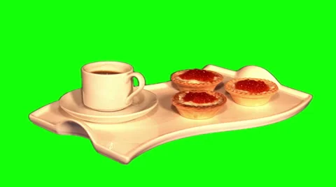 3 tartlets and cup of coffee 05 Stock Footage 45895754