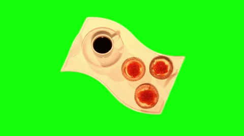 3 tartlets and cup of coffee 04, top shot Stock Footage 45953932