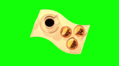 3 tartlets and cup of coffee 05, top shot Video stock 45954151