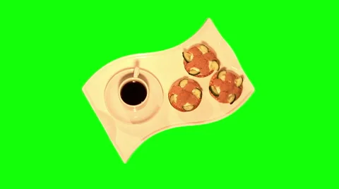 3 tartlets and cup of coffee 06, top shot Stock Footage 45954257