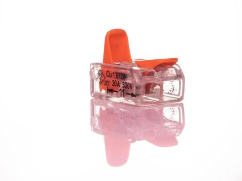 3-terminal splicing connector for stranded and solid wires for electric cable Stock Photos