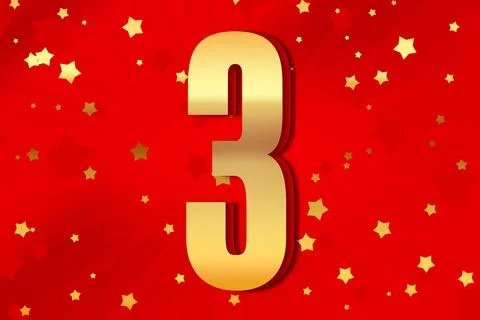 3 three Gold number count template poster. anniversary year イラスト素材