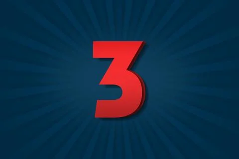 3 three Number count template poster design. 3d event Stock Illustration