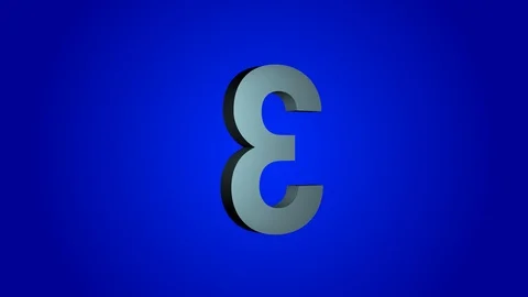3 three number in rotation on a blue background Stock Footage 114236822