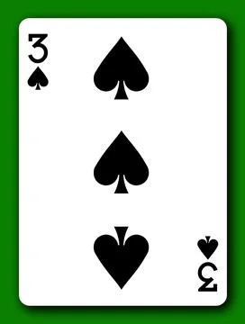 A 3 Three of Spades playing card with clipping path Stock Illustration
