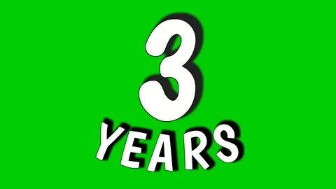 3 three years digit animation motion graphics on green screen.celebration, Stock Footage 275827681