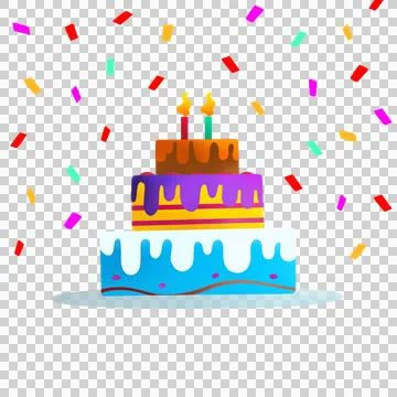 3-tier cake is glowing in flat design with transparent background, frosting, lit イラスト素材