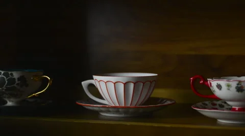 3 Tiny Tea Cups 스톡 동영상 55159650